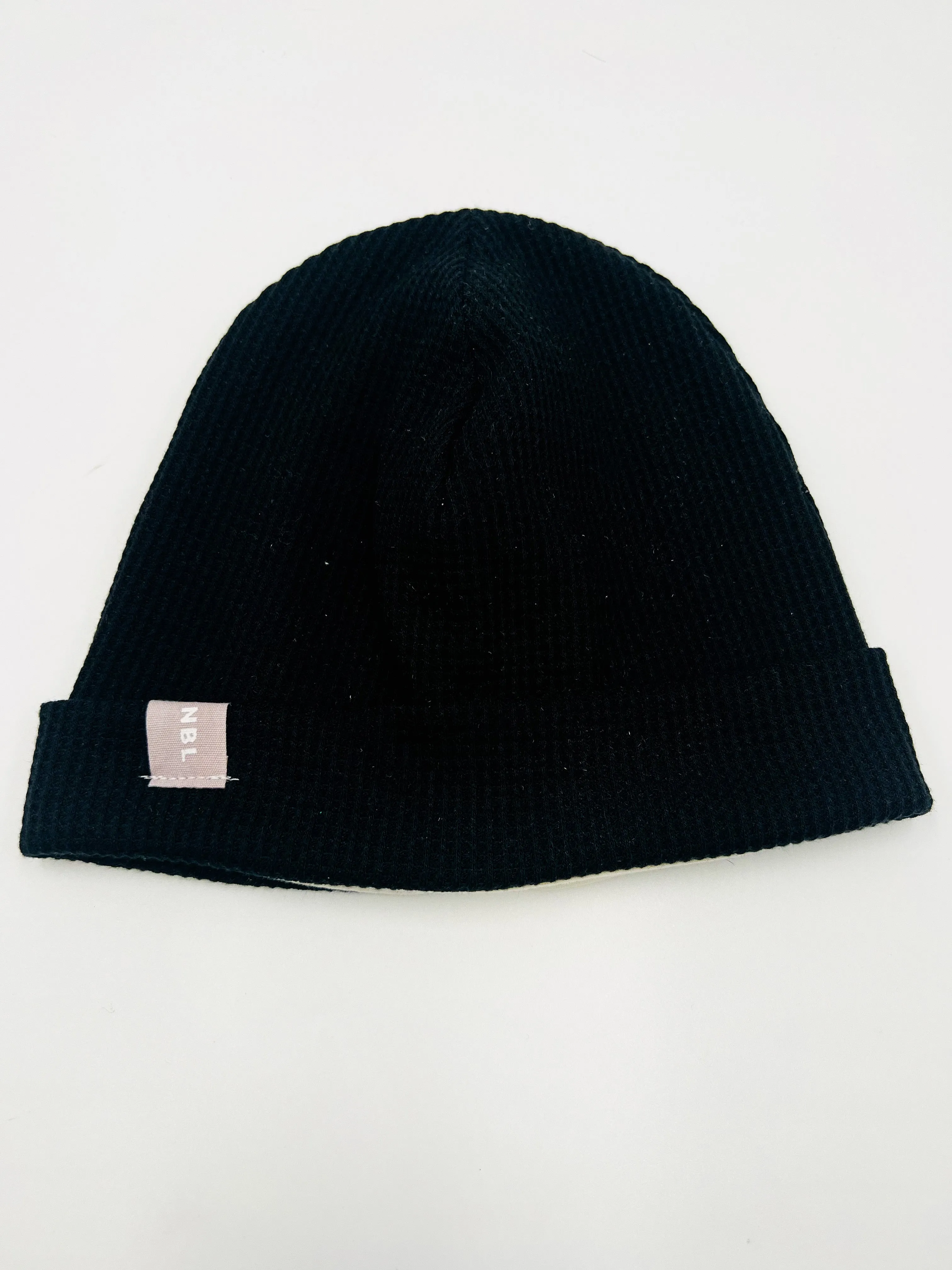 Adult Beanie Hat (Black Waffle)