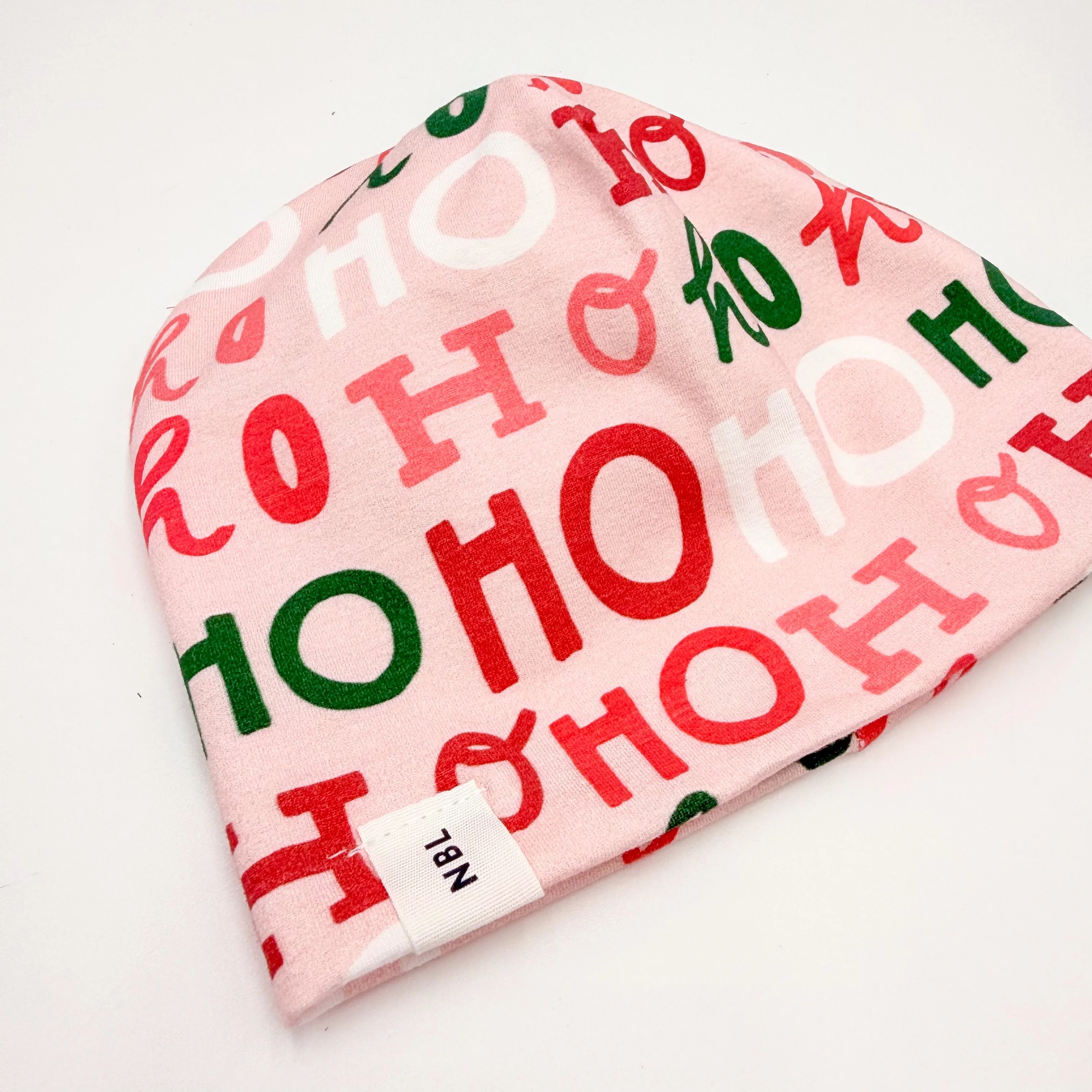 Adult Beanie Hat (Ho Ho Ho in Red, Pink and Green)