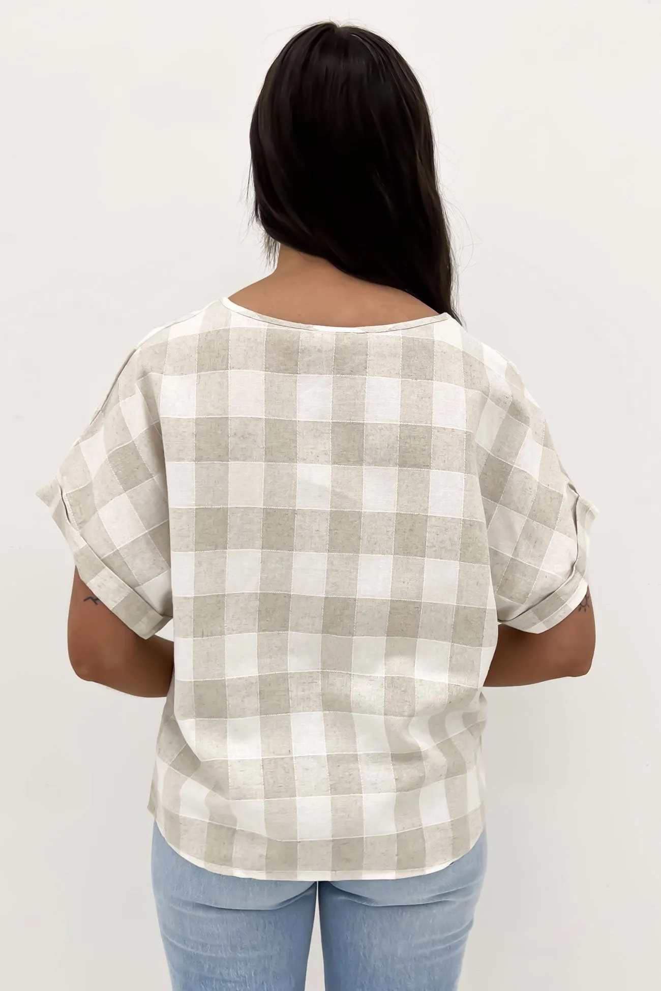 Albon Top Beige Check