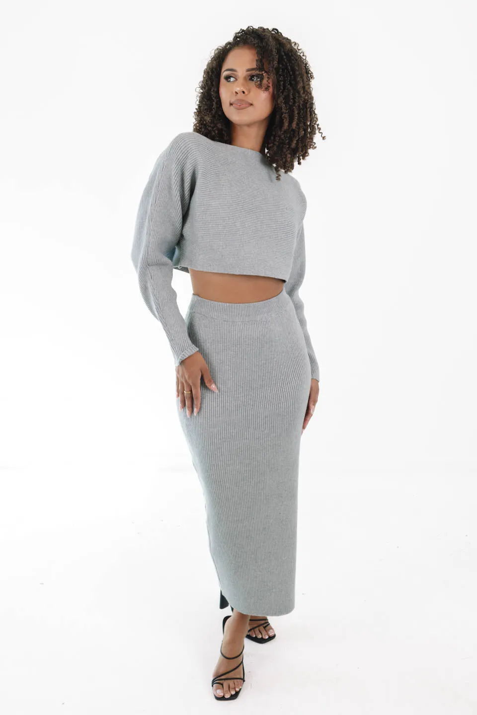 Back To Business Cropped Sweater - Grey