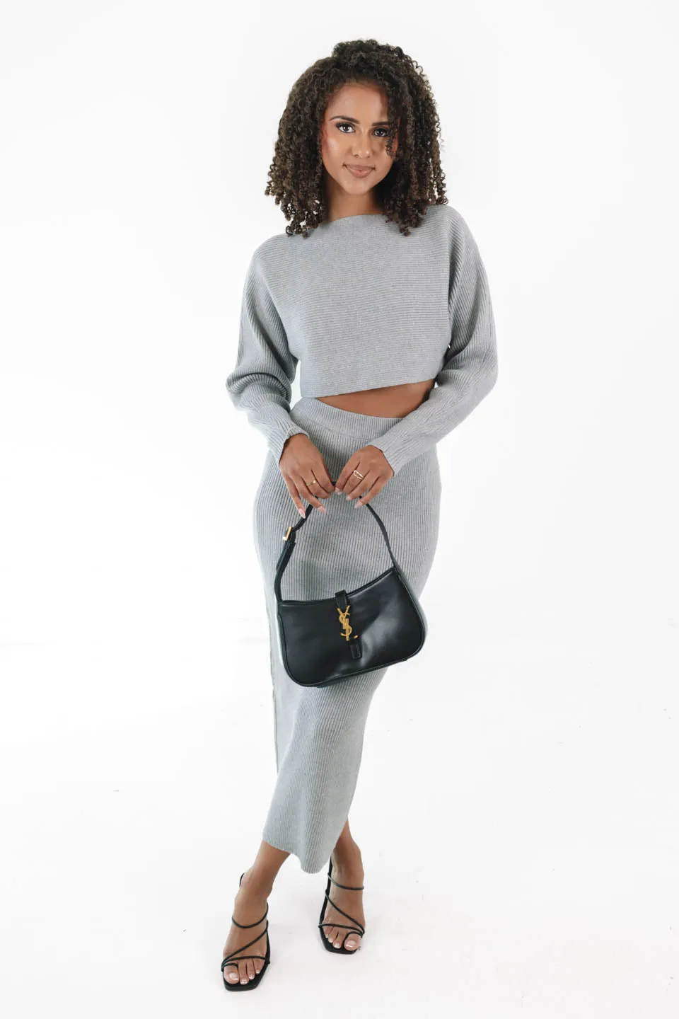 Back To Business Cropped Sweater - Grey