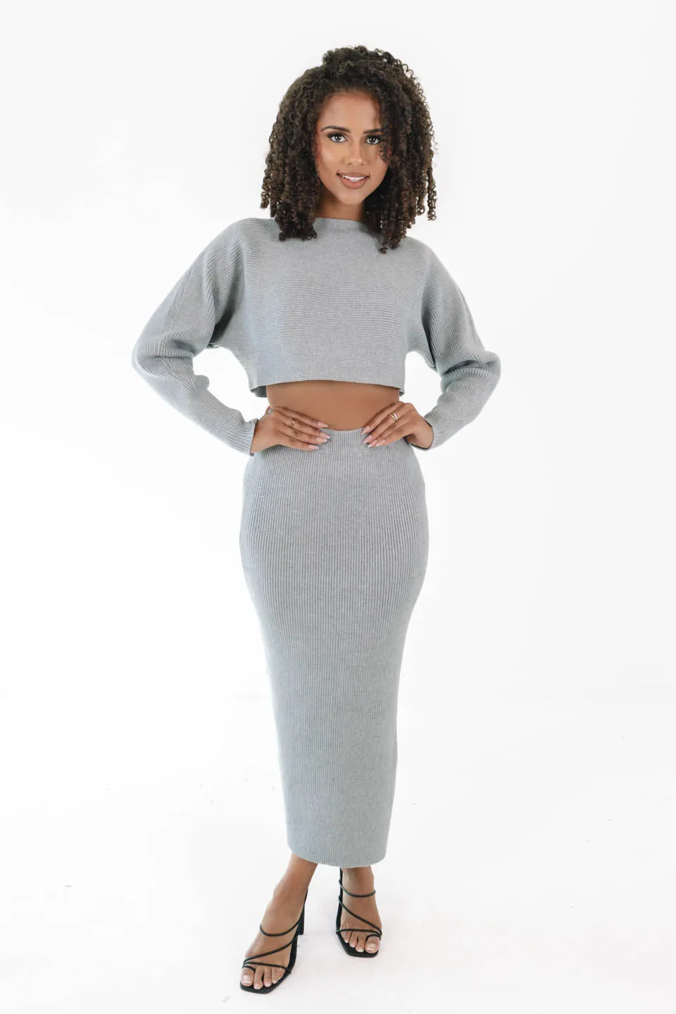 Back To Business Cropped Sweater - Grey