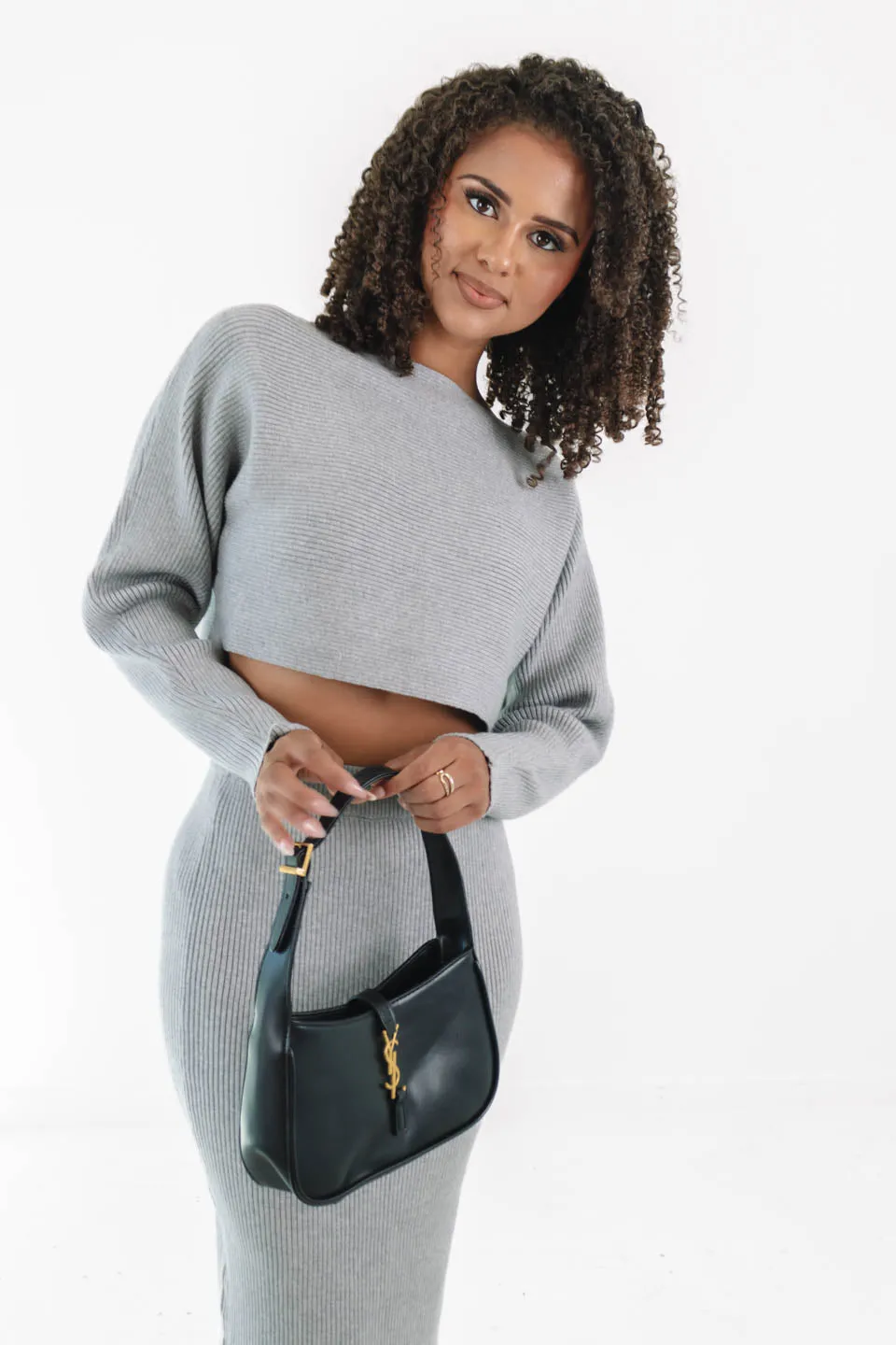 Back To Business Cropped Sweater - Grey