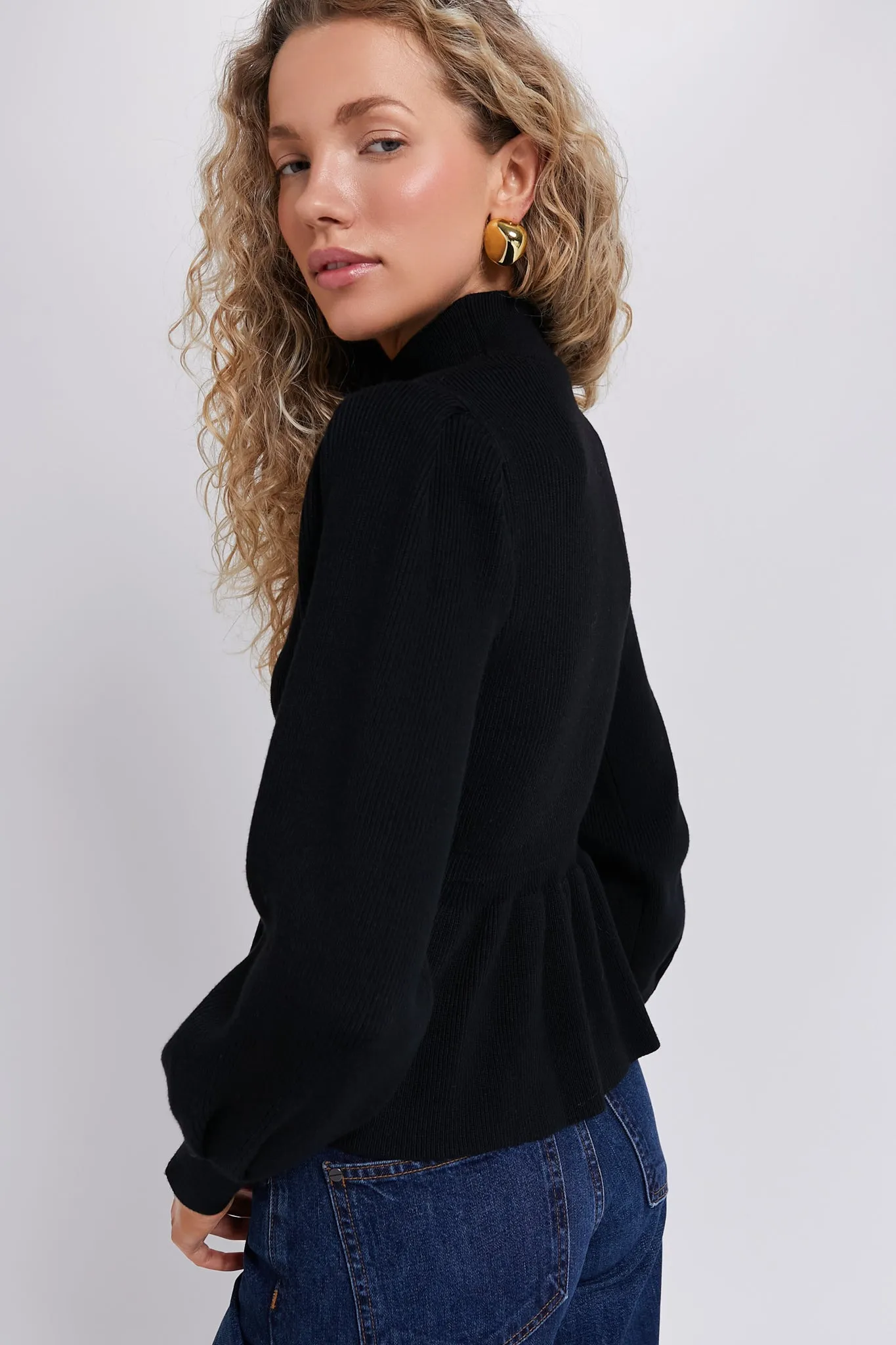 Black Peplum Peggy Sweater