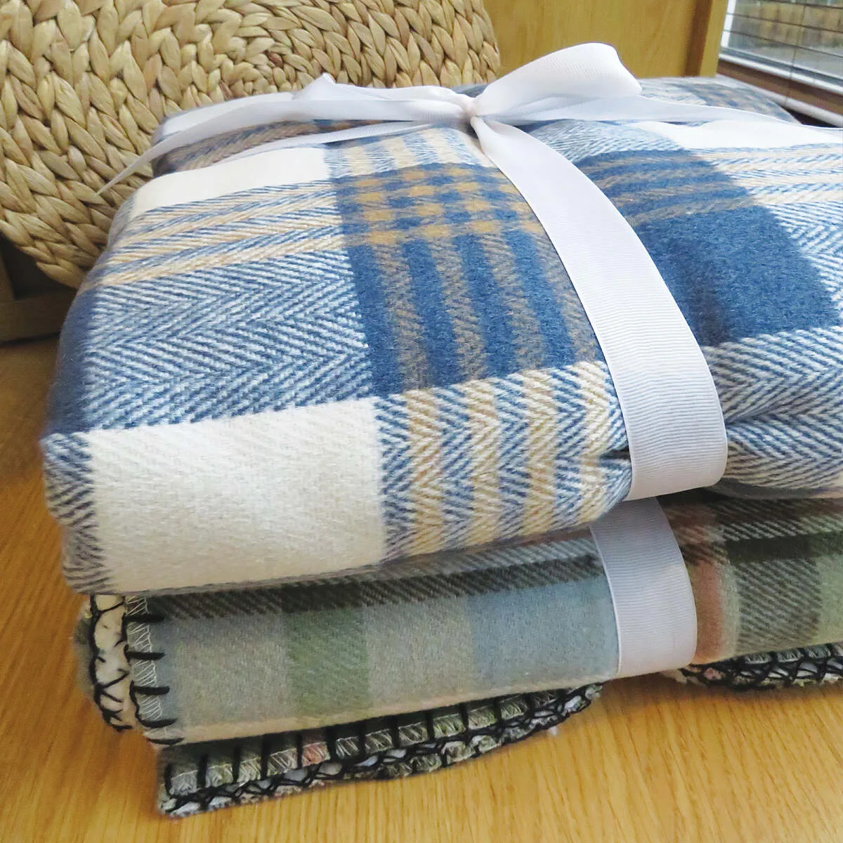 Blue Country Tweed Sherpa Fleece Throw Blanket