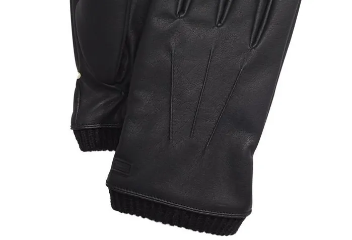 CALVIN KLEIN Men's Black Faux Leather Fleece Lined Gloves