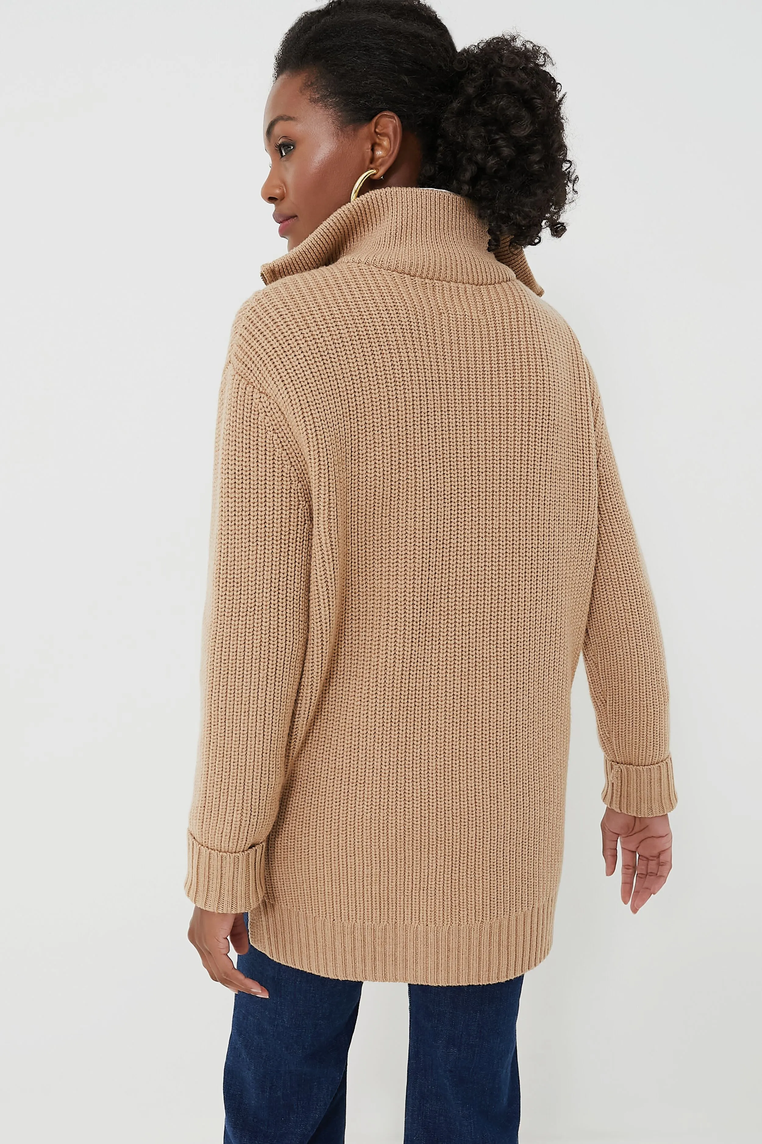 Camel Quarter Zip Estella Sweater