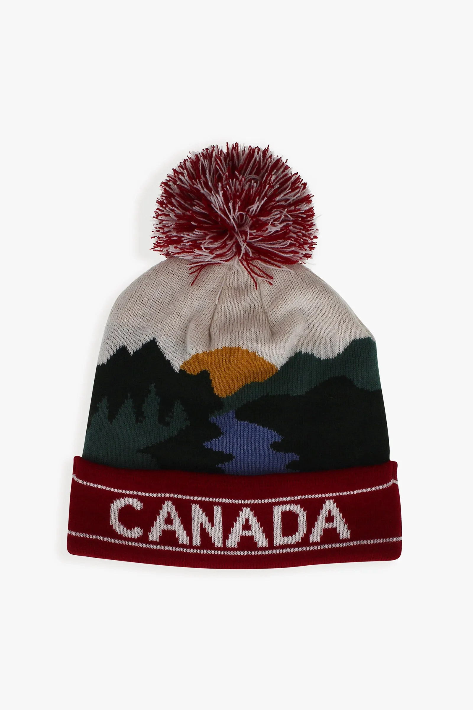 Canada Adult Fleece Lined Hat With Scenic Landscape