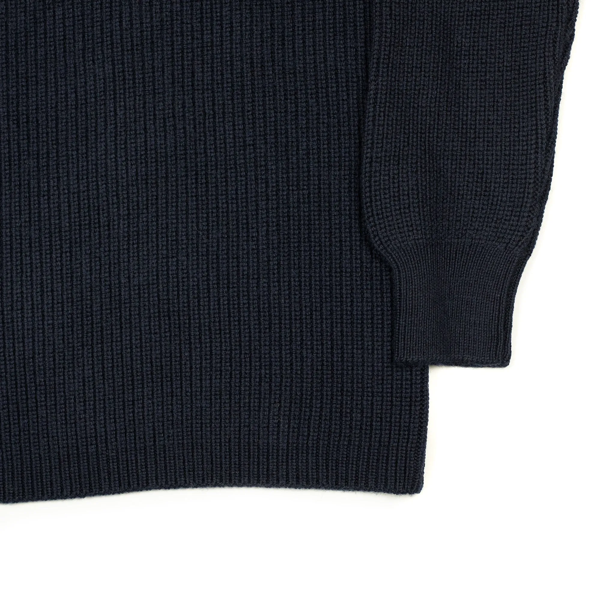 Chunky ribbed crewneck sweater in navy merino wool (restock)