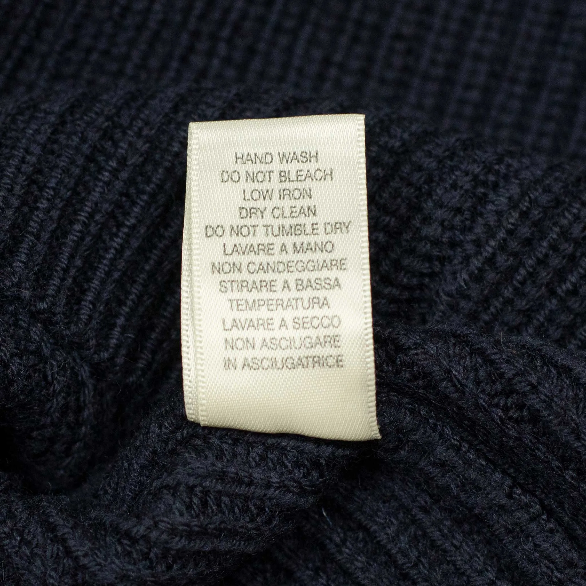 Chunky ribbed crewneck sweater in navy merino wool (restock)