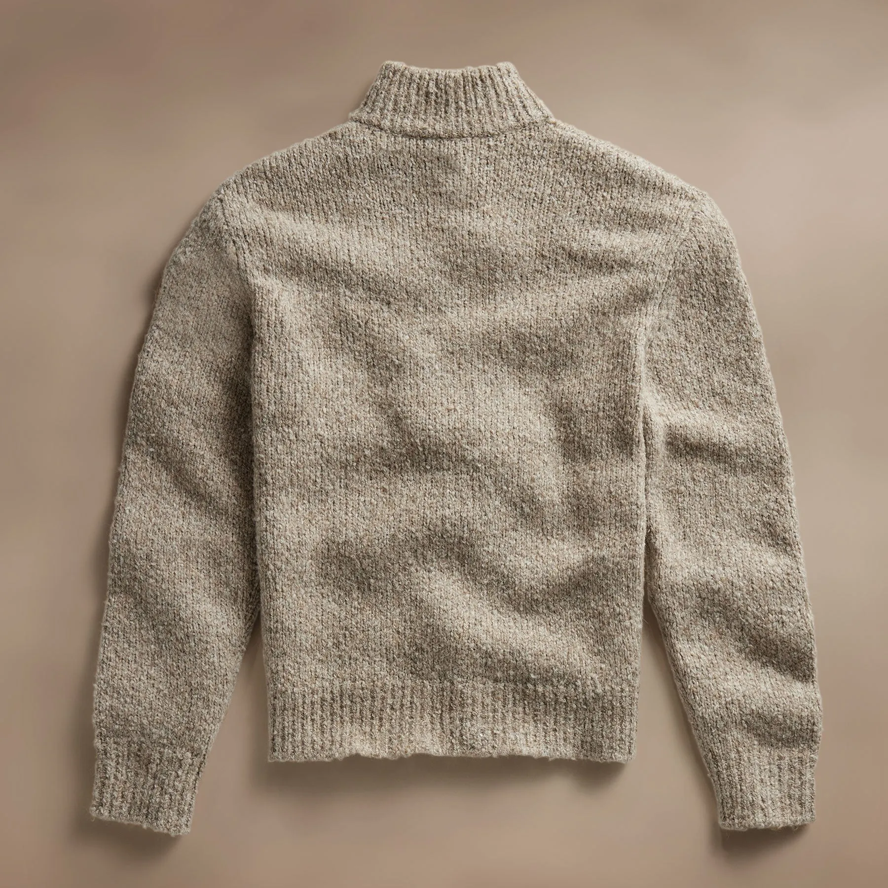 Cotton Wool Blend Chunky Half Zip - Stone