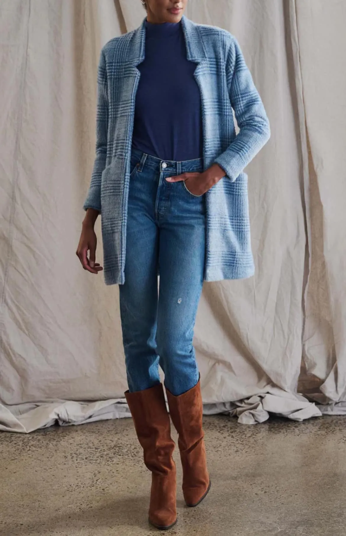 Cozy Soft Blue Sweater Jacket