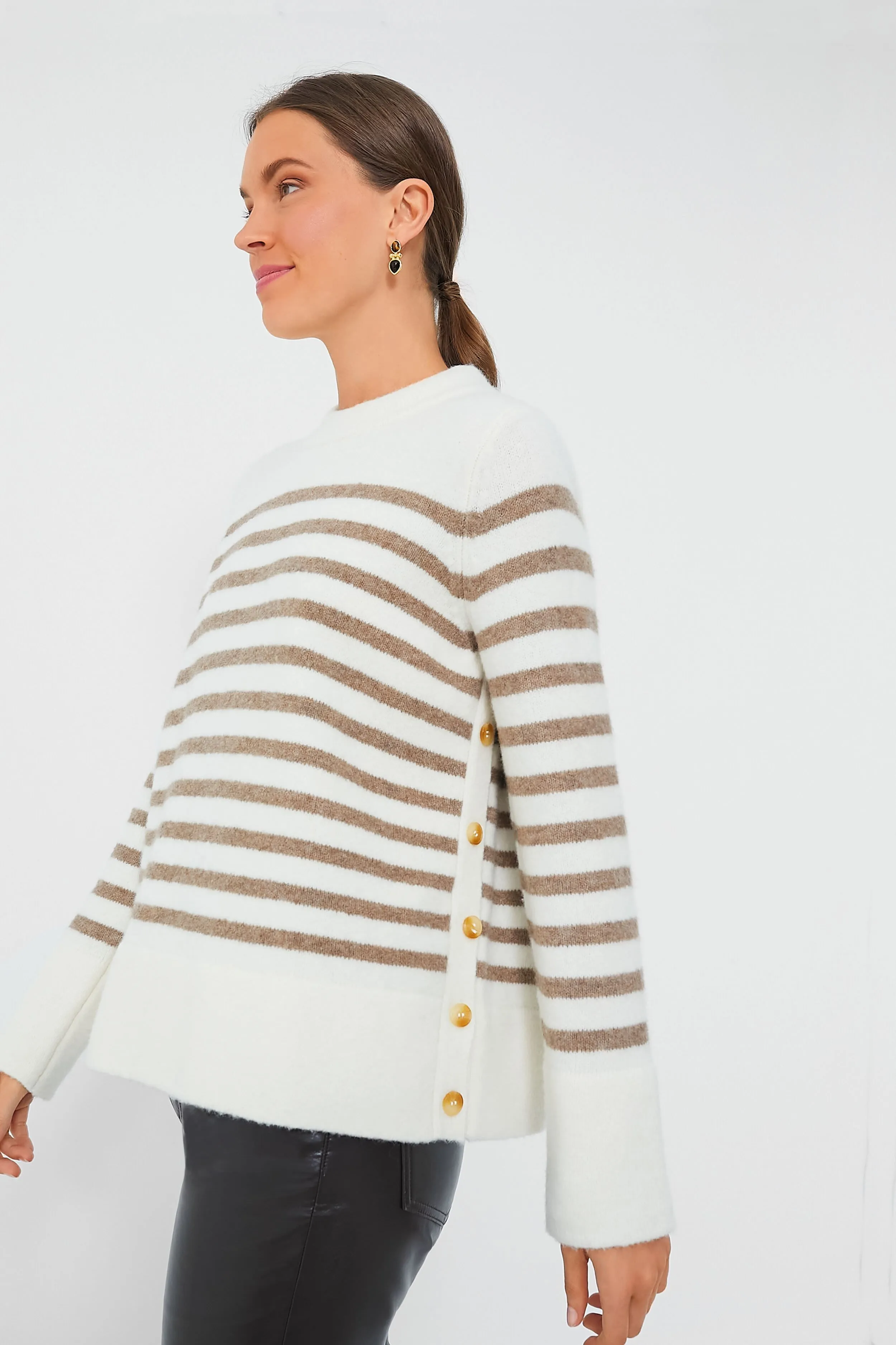 Cream and Tan Stripe Bonnie Sweater