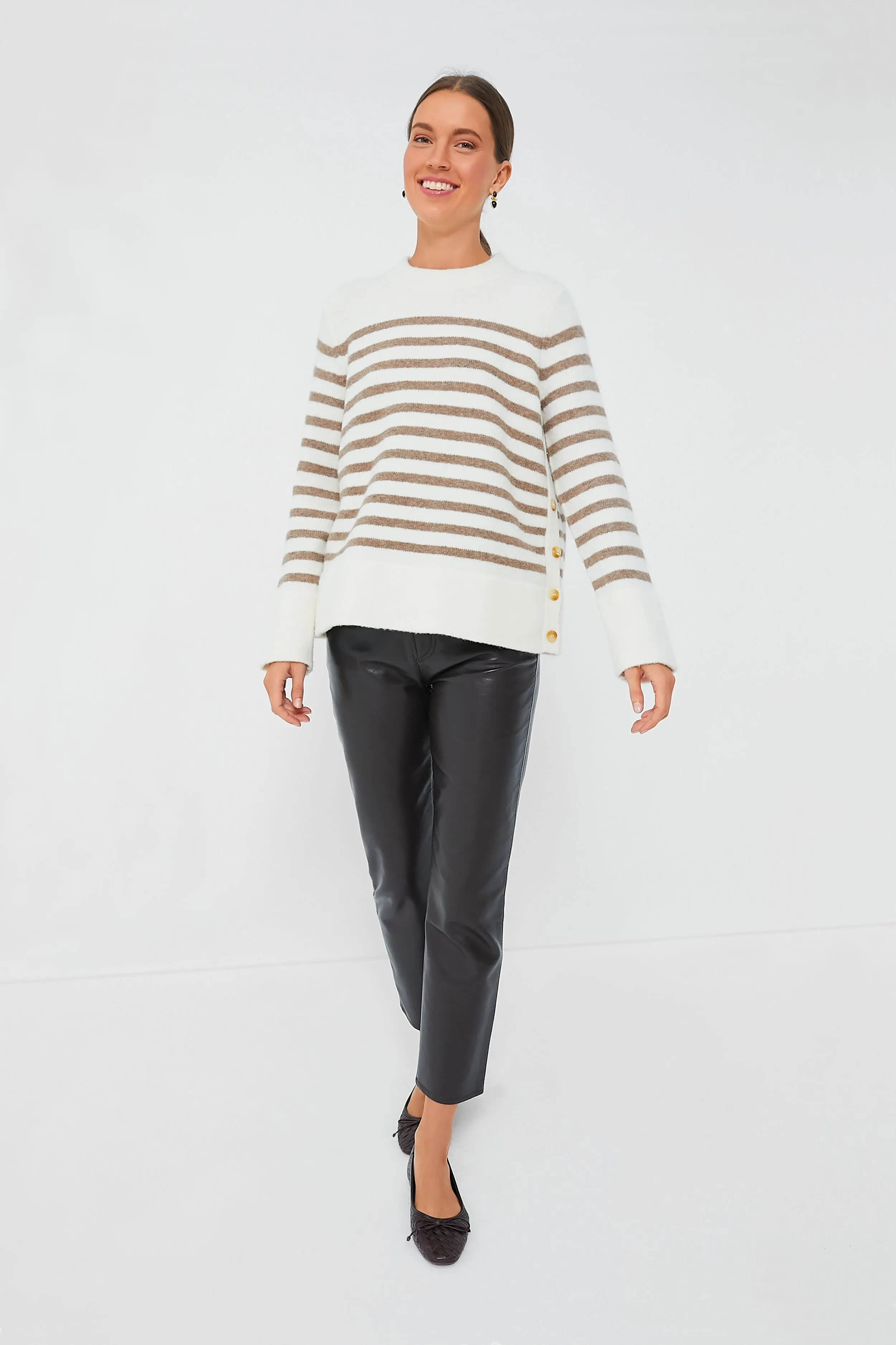 Cream and Tan Stripe Bonnie Sweater