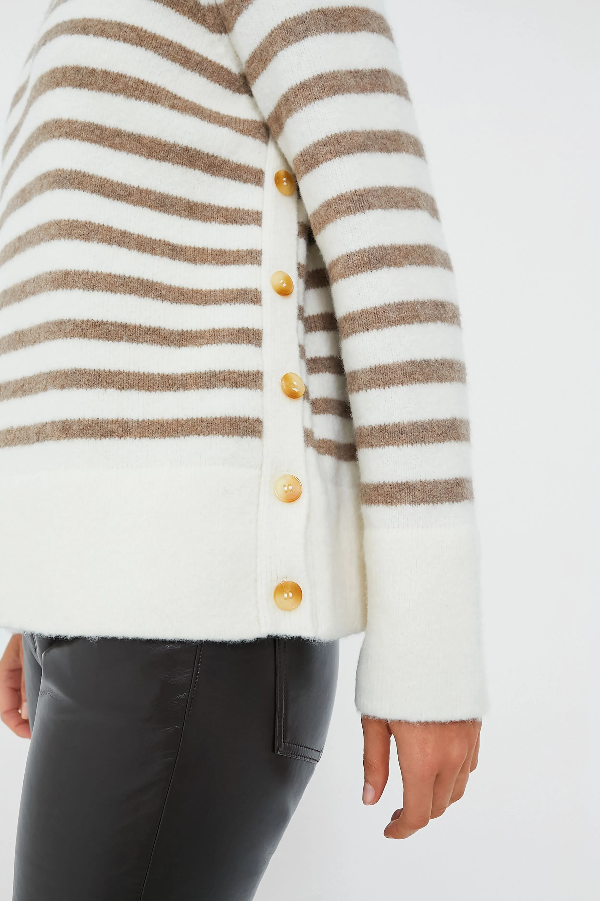 Cream and Tan Stripe Bonnie Sweater