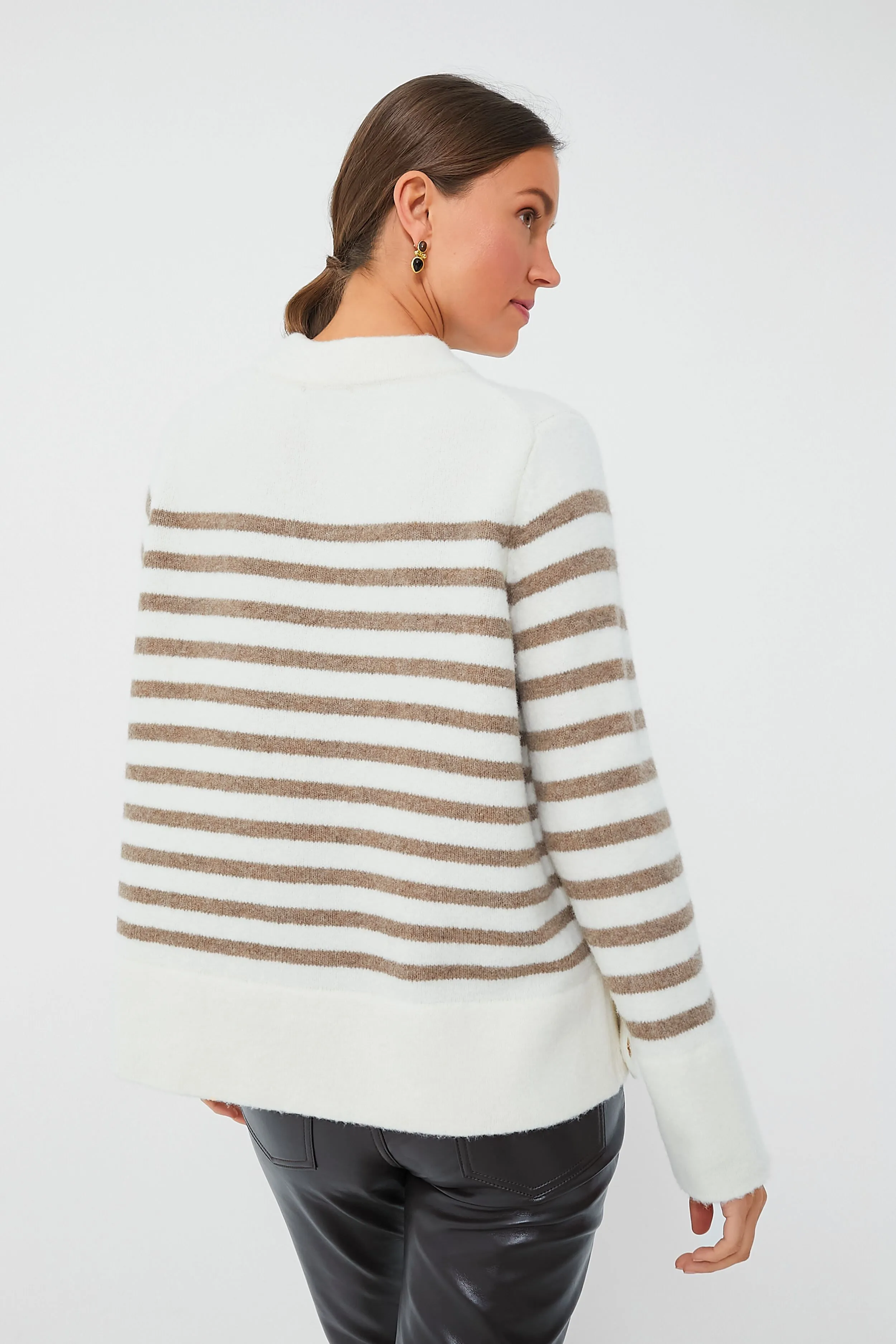 Cream and Tan Stripe Bonnie Sweater