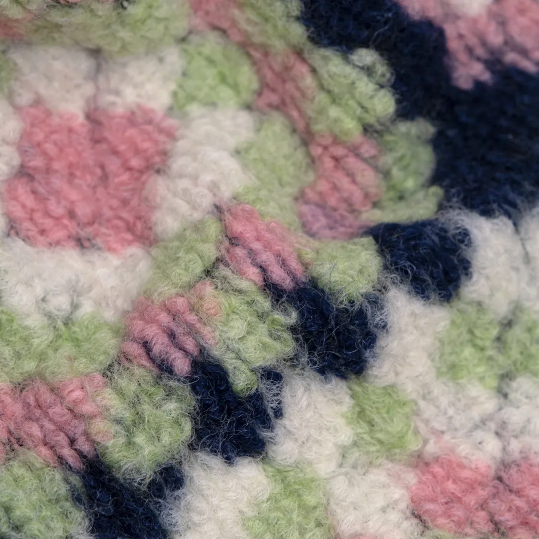 Deadstock Granny Square Wool Blend Coating - Navy/Pistachio/Rose