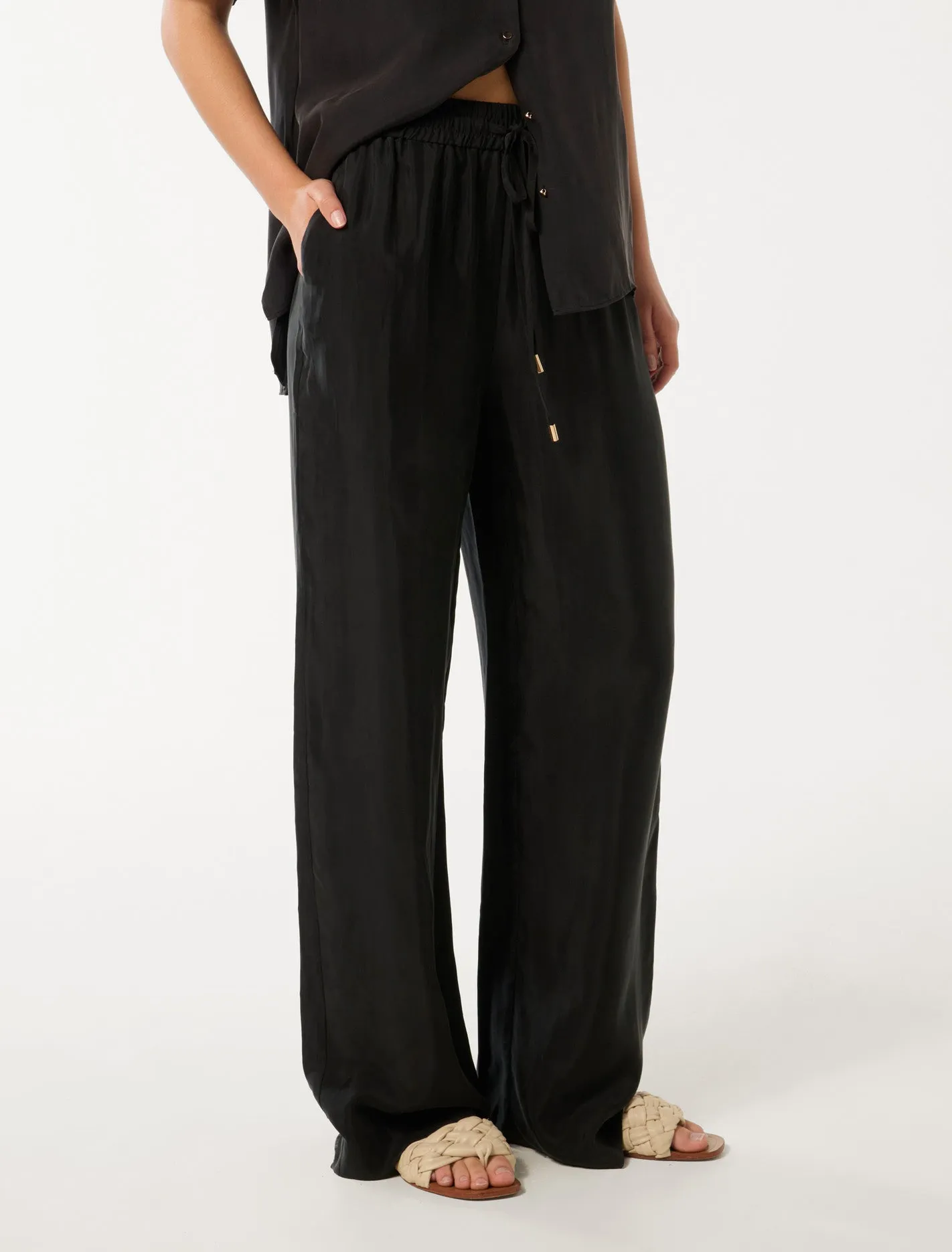 Emma Cupro Wide Leg Pants