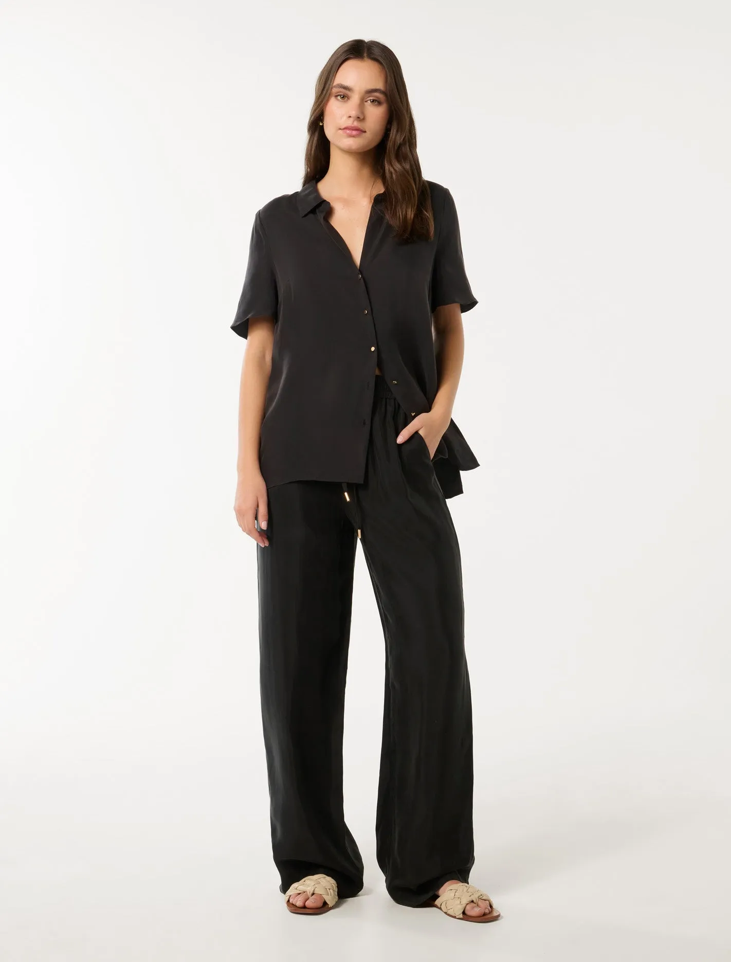 Emma Cupro Wide Leg Pants