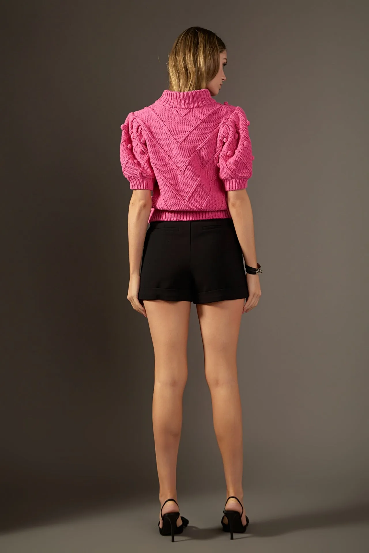 English Factory - Pom Pom Puff Sleeve Sweater