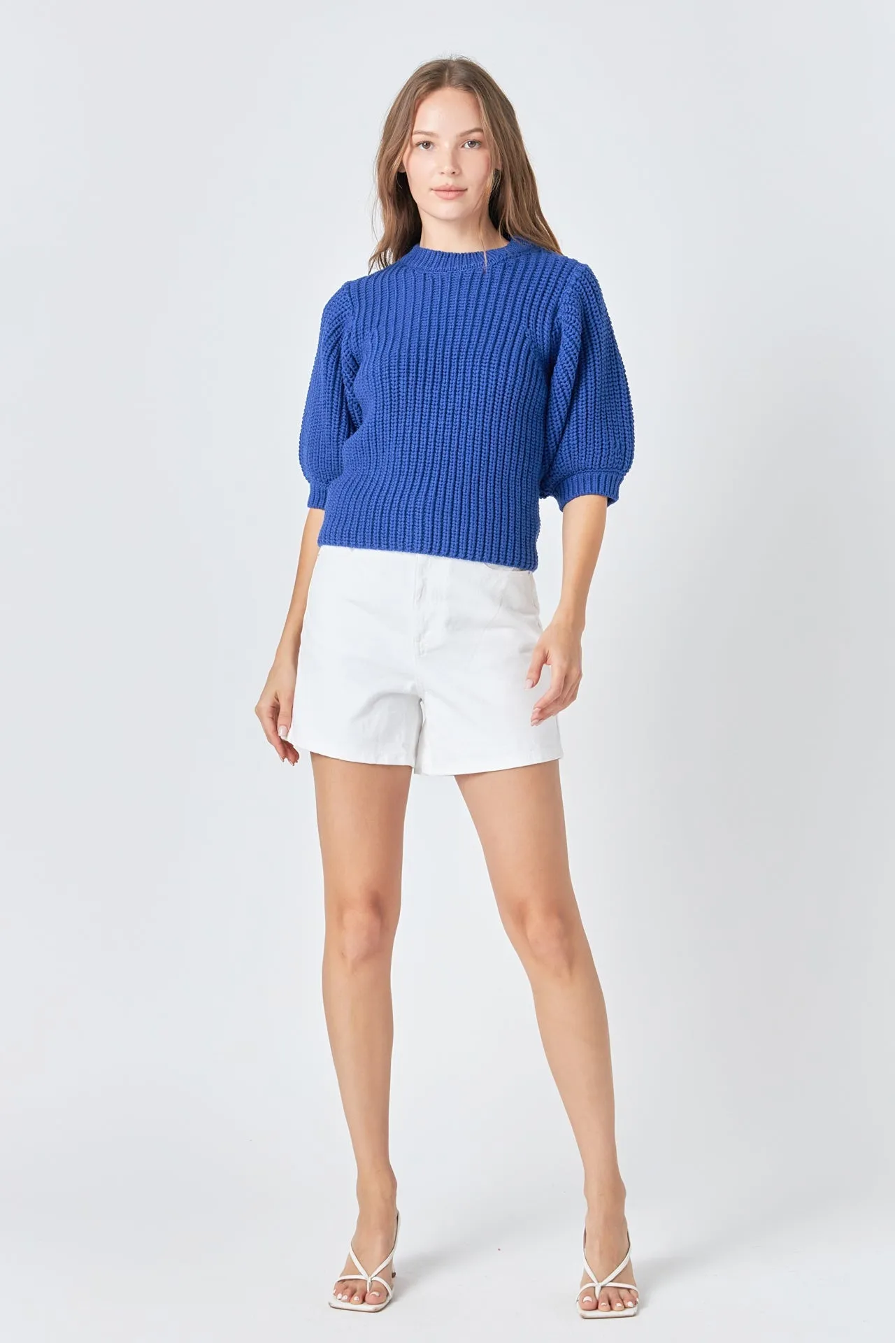 English Factory - Round-neck Short Sleeve Knit Sweater