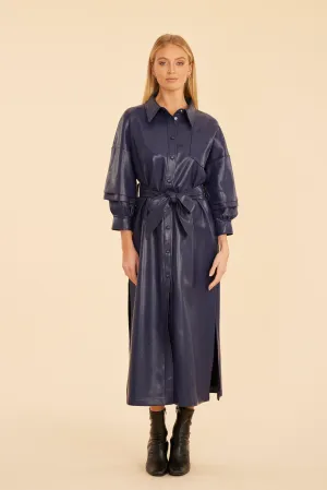 Faux Leather Belted Maxi Dress