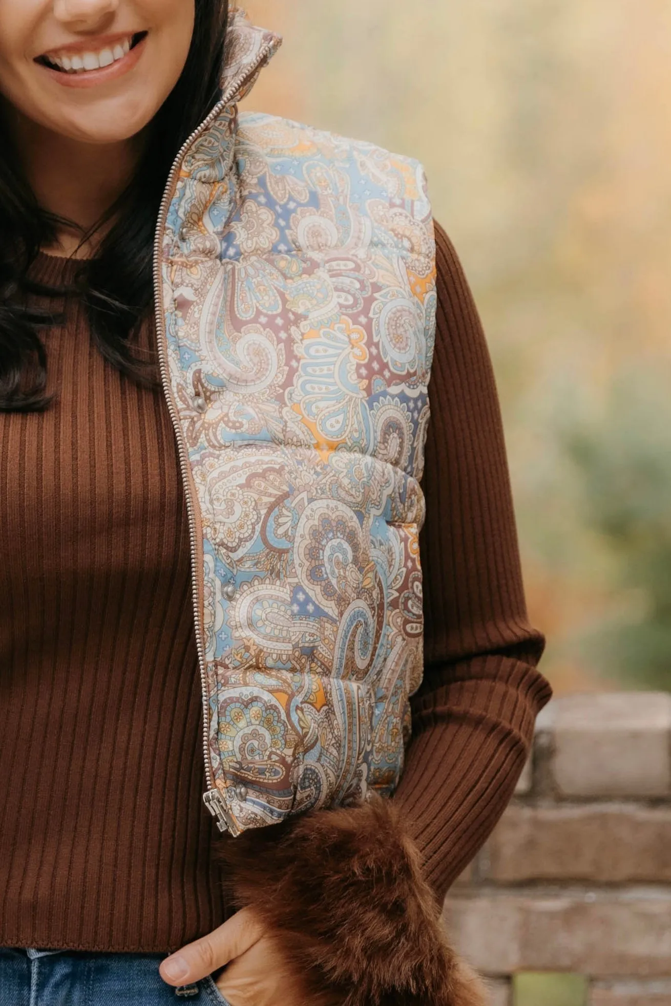 Frances Paisley Puffer Vest