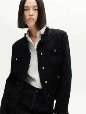 Frayed Trims Tweed Jacket