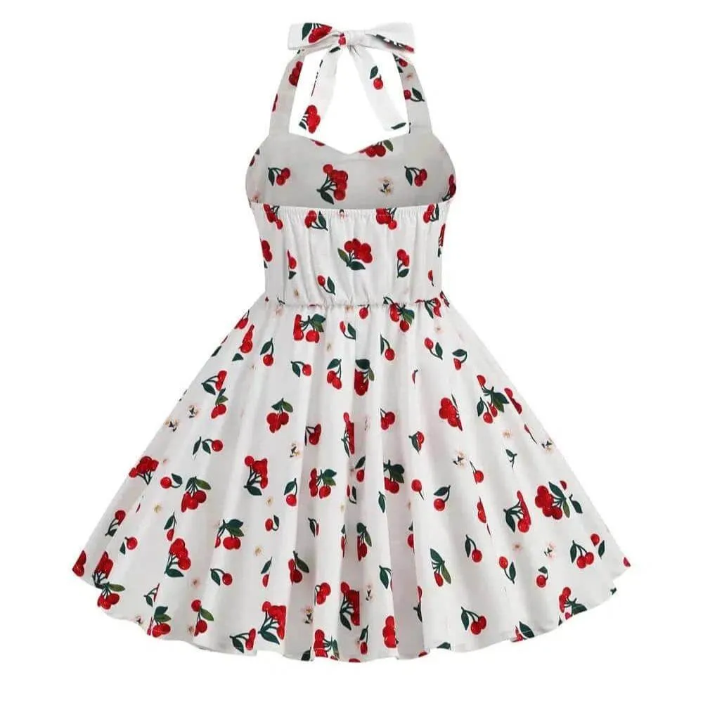 Girls Cherry Halter Rockabilly Dress