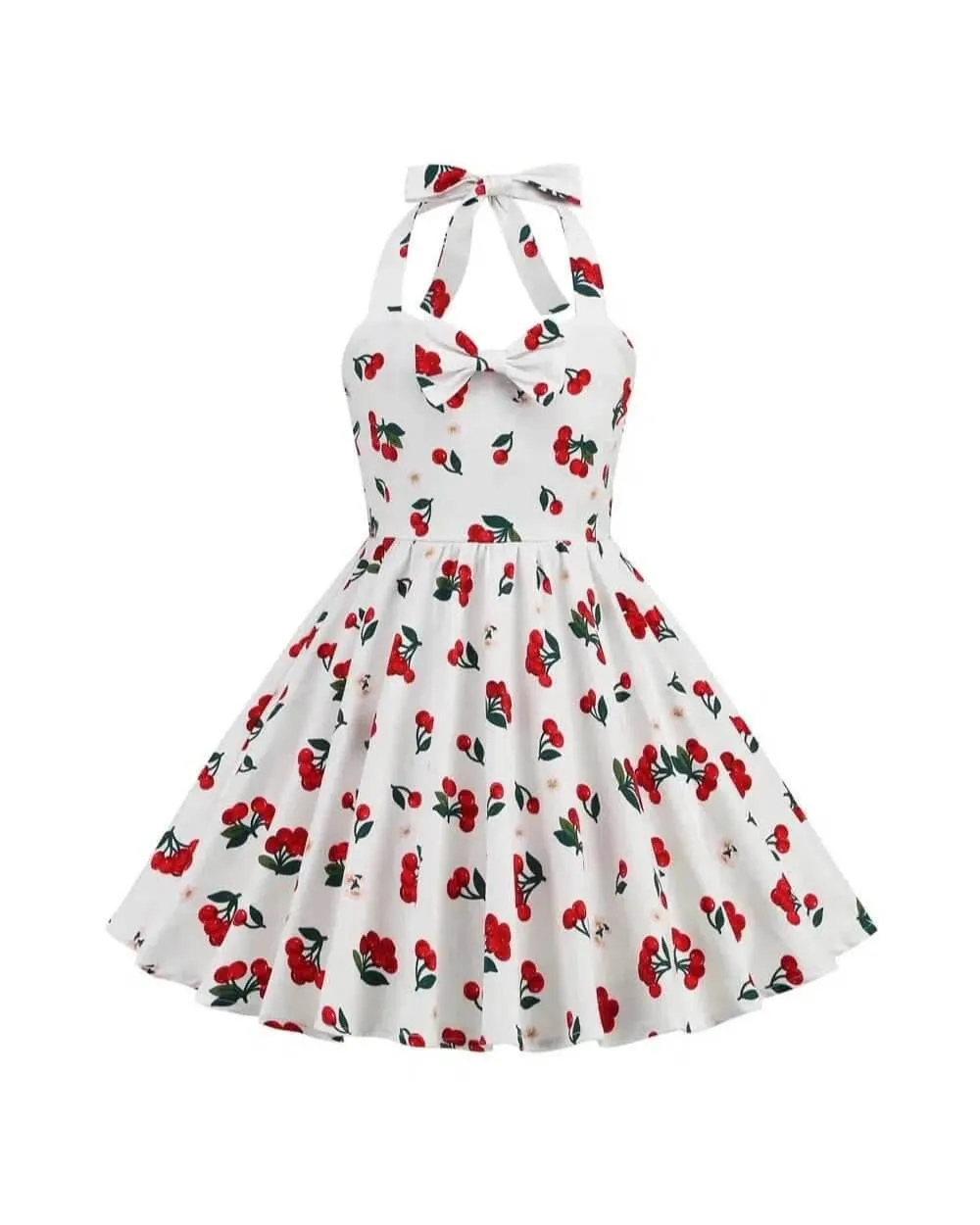 Girls Cherry Halter Rockabilly Dress