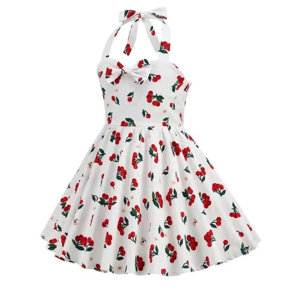 Girls Cherry Halter Rockabilly Dress