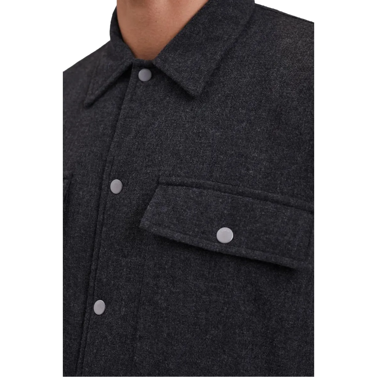 Hjalmer Insulated Wool Overshirt Charcoal Melange