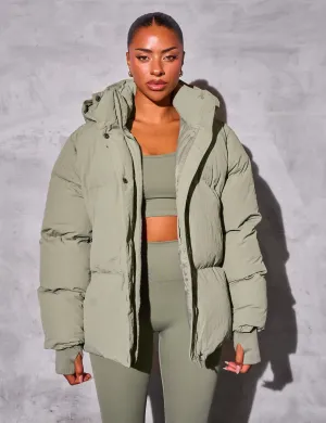 Kaiia Studio Oversized Puffer Coat Khaki