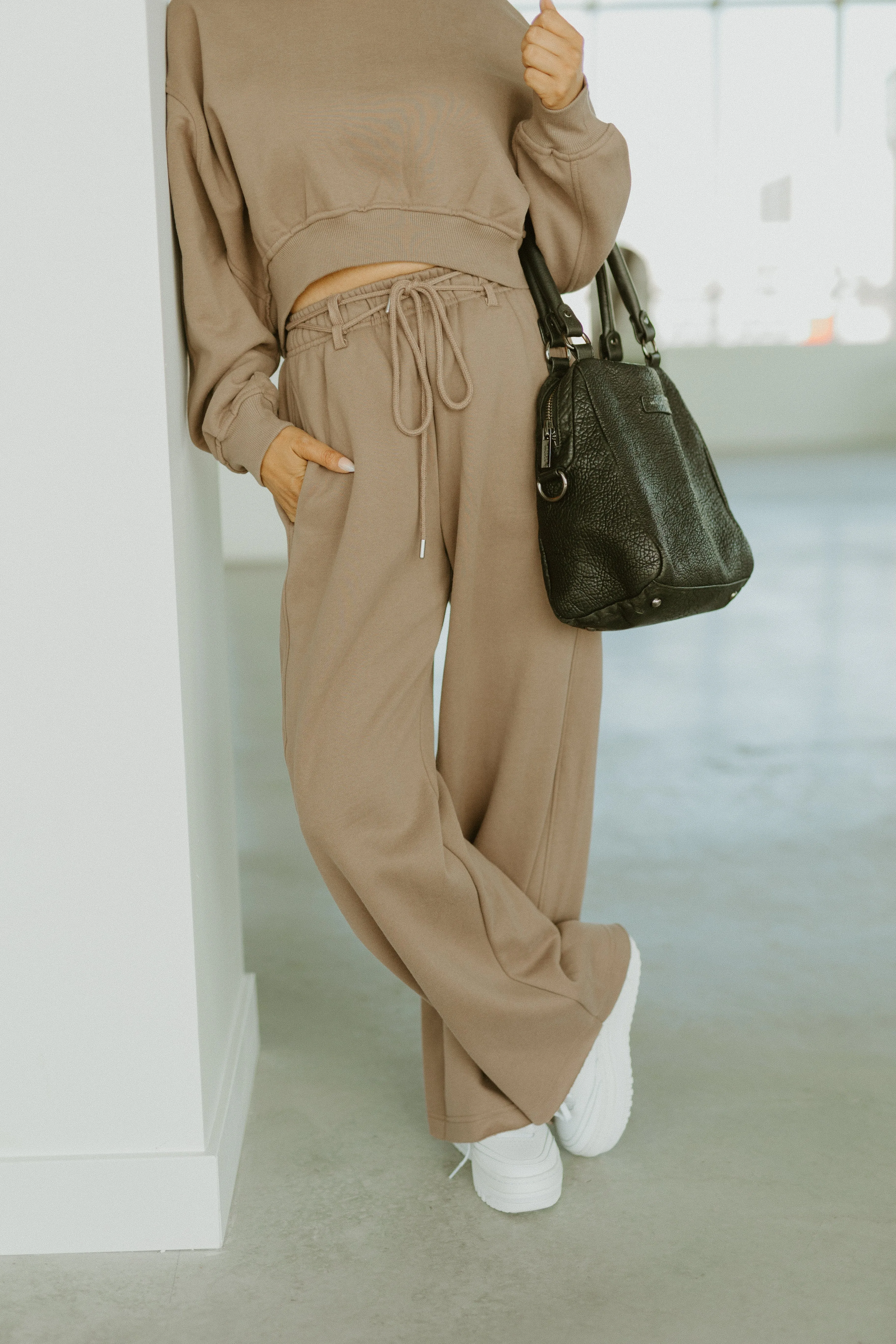 Kassy Wide Leg Cotton Fleece Sweatpant