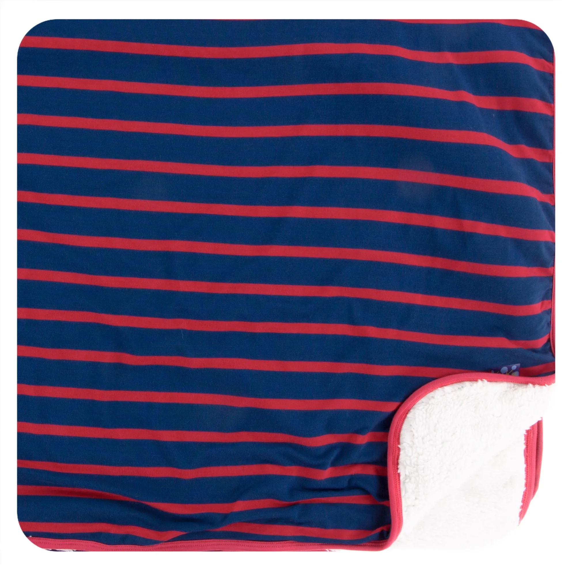 KicKee Pants Everyday Heroes Navy Stripe Sherpa-Lined Toddler Blanket