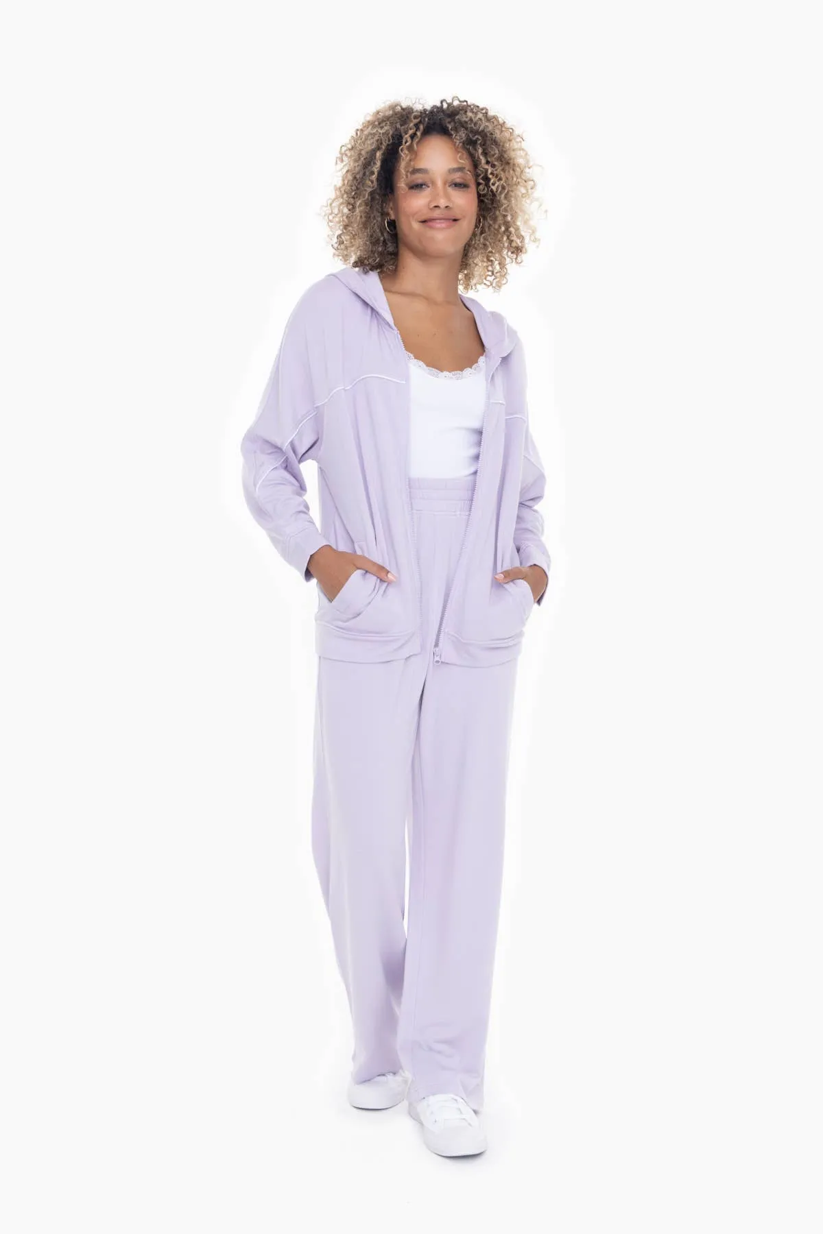 Lilac Wide Leg Fleece Lounge Pants