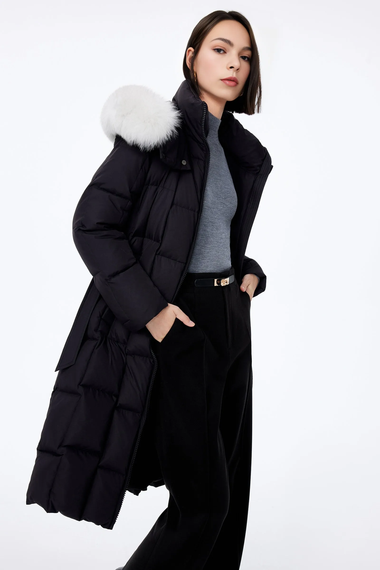 LILY Fox Fur Hooded Down Jacket