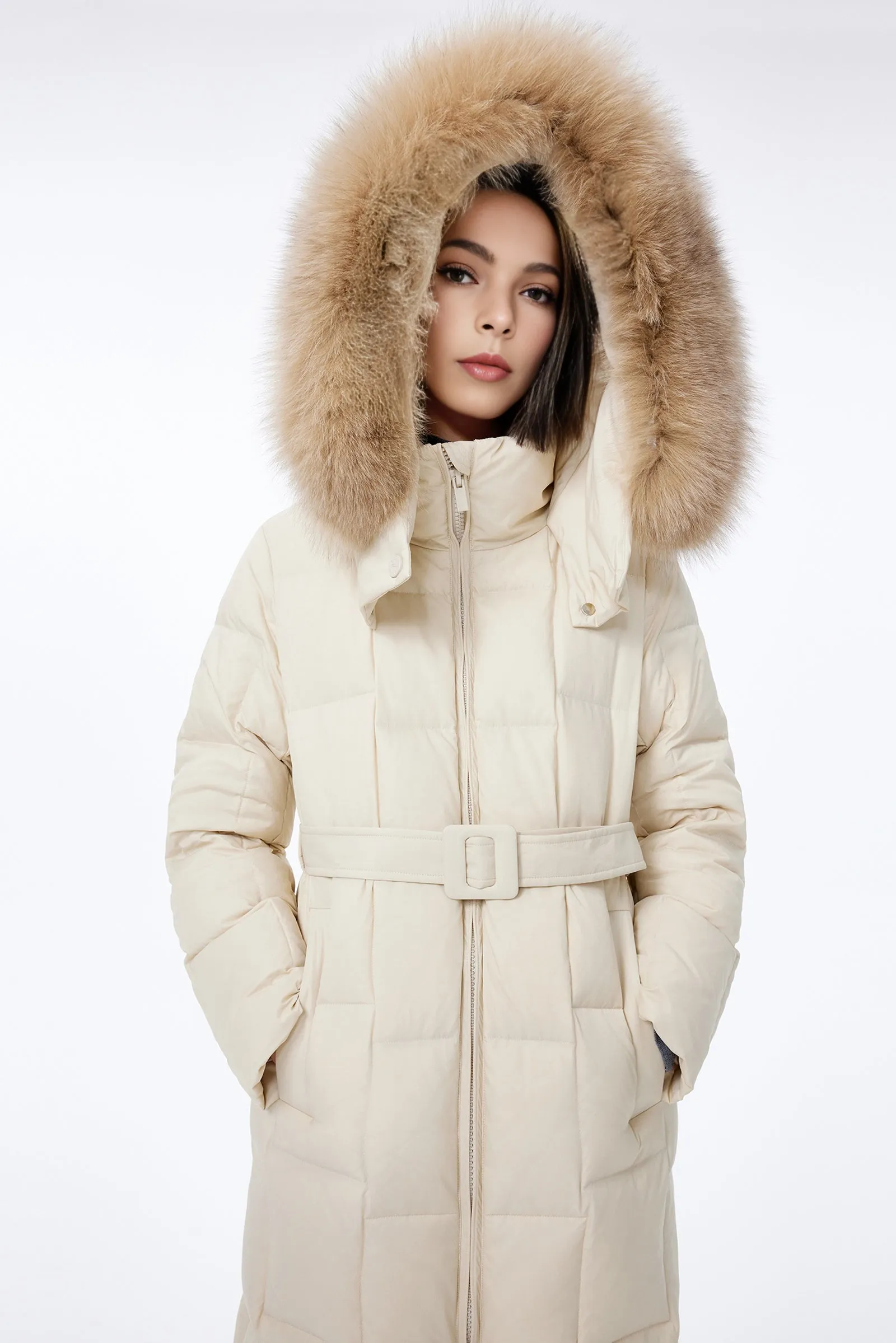 LILY Fox Fur Hooded Down Jacket