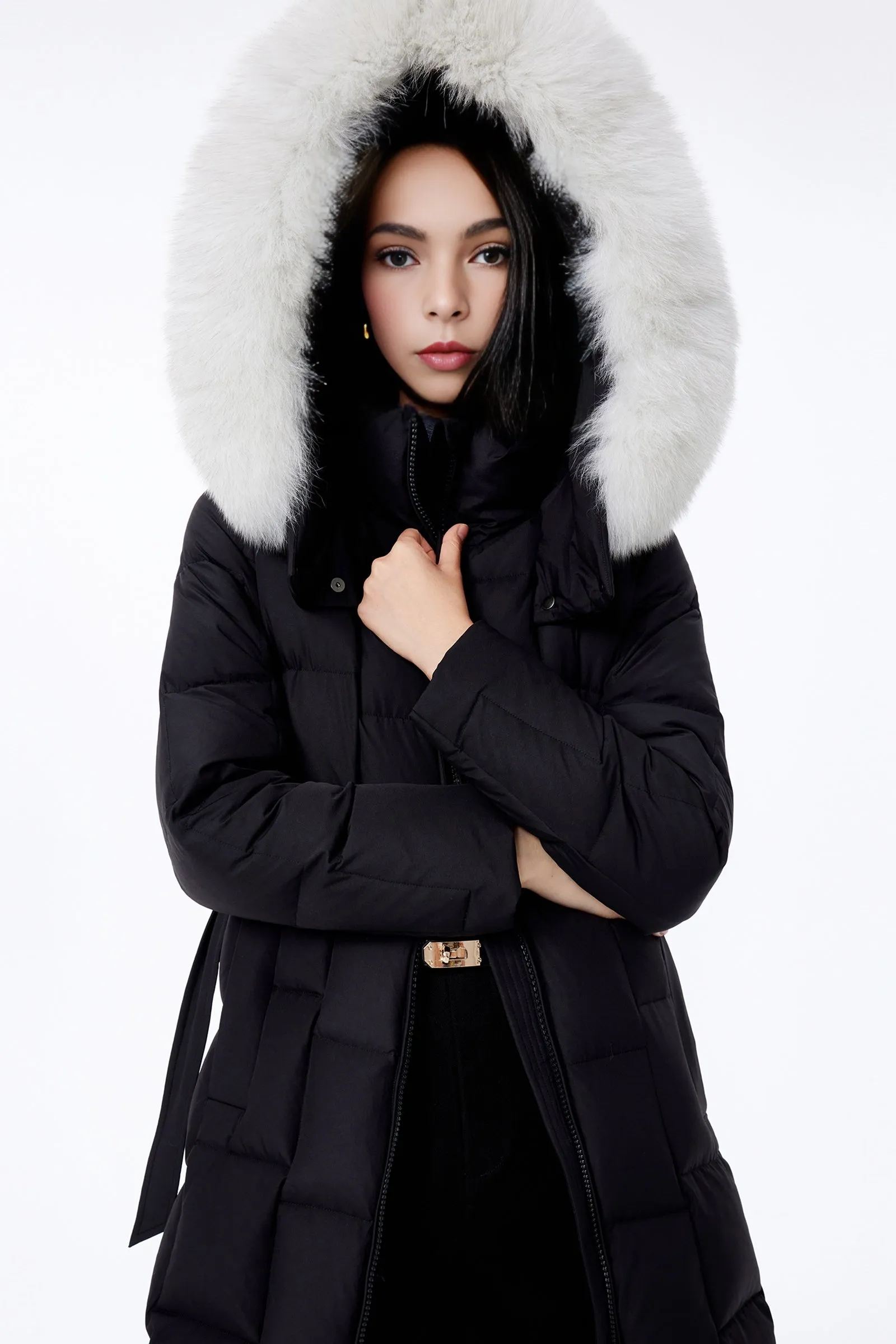 LILY Fox Fur Hooded Down Jacket