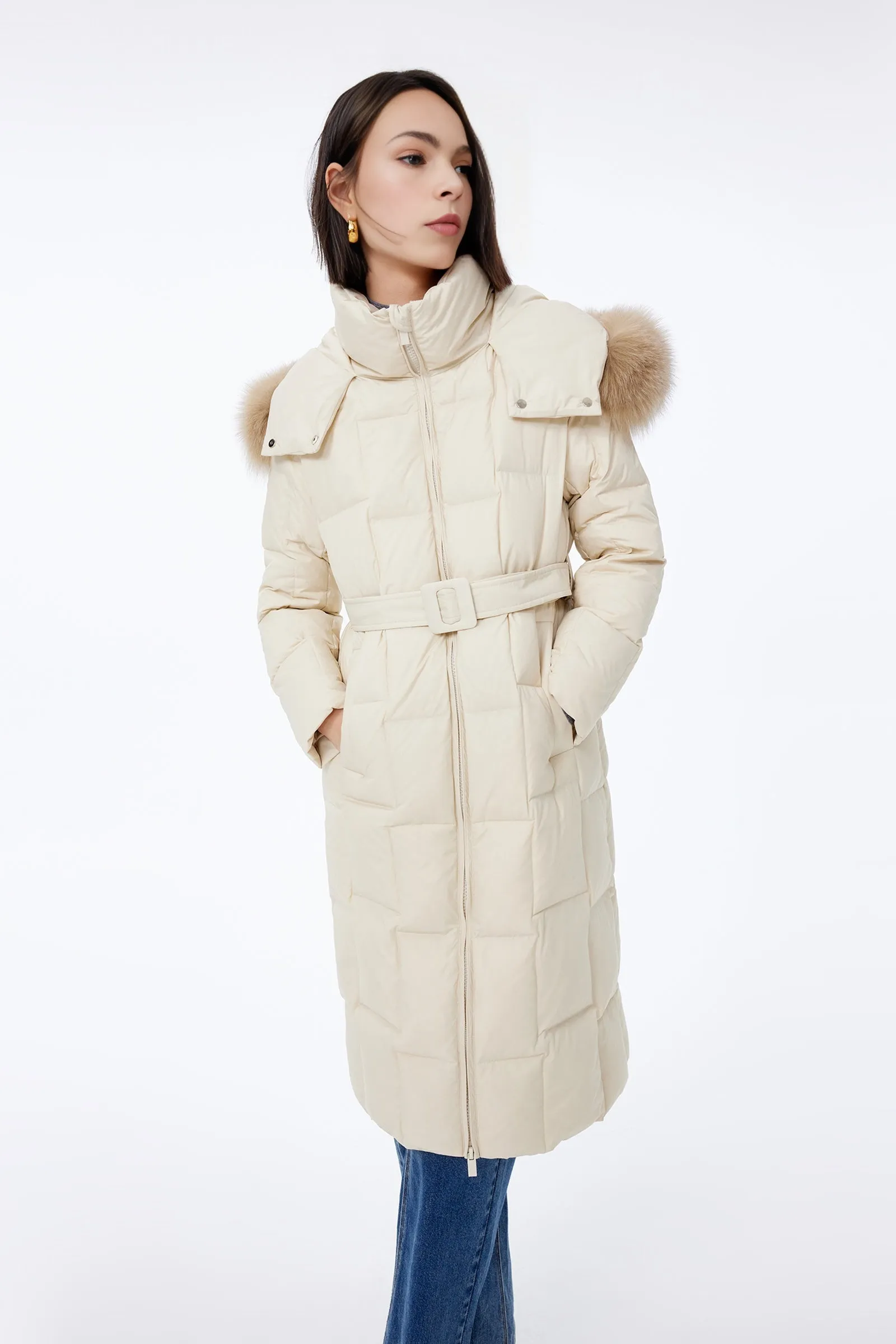 LILY Fox Fur Hooded Down Jacket