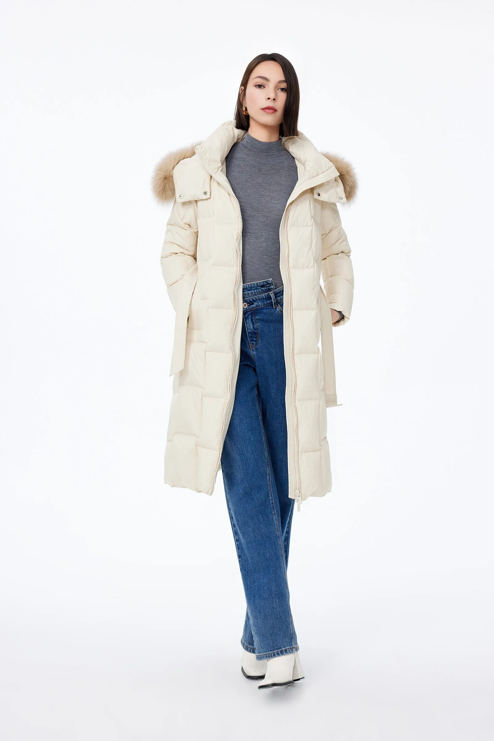 LILY Fox Fur Hooded Down Jacket