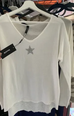 Long sleeve Star knit lightweight top