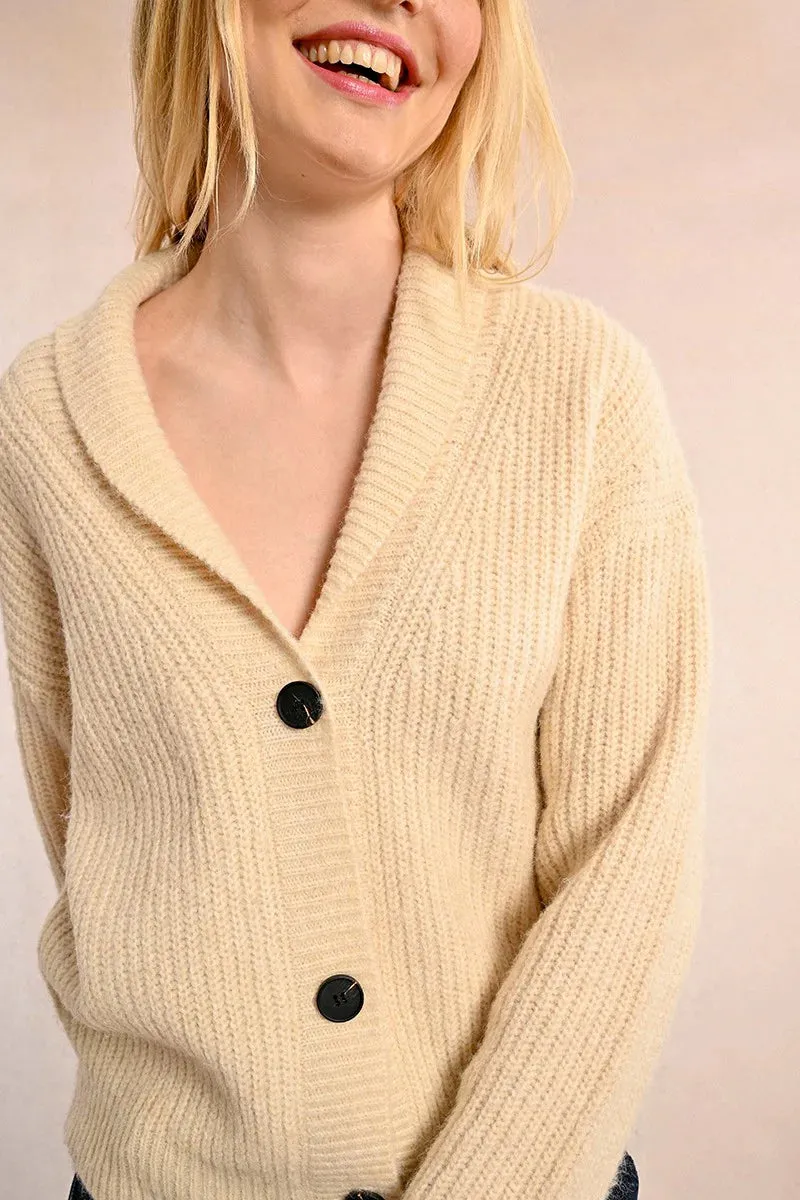 Loose Knited Cardigan - Cream