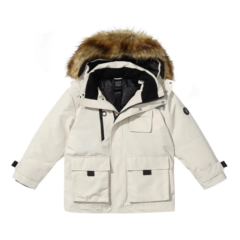 Men's Blanc Down Jacket with Reflective Velcro tape