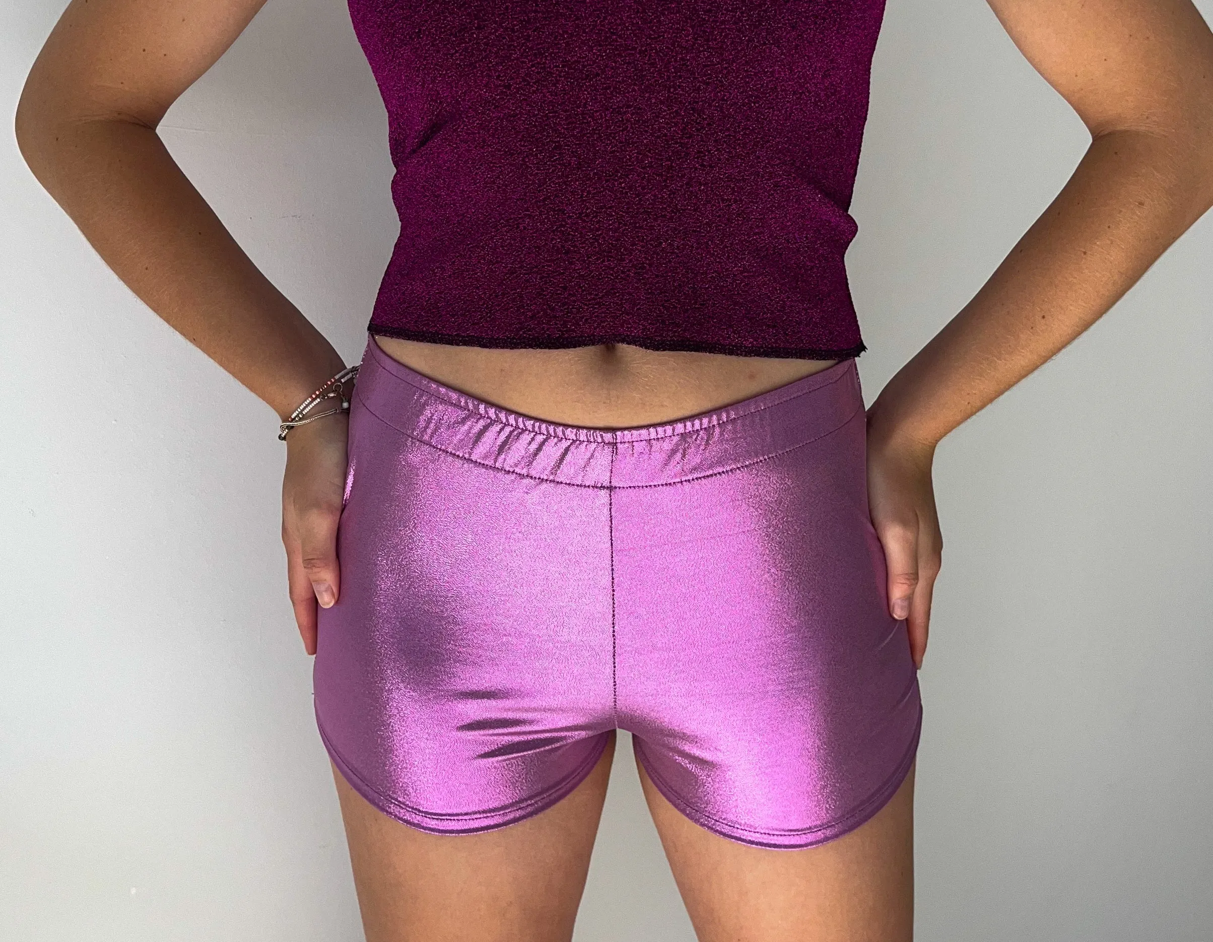 Metallic hot shorts in Lilac