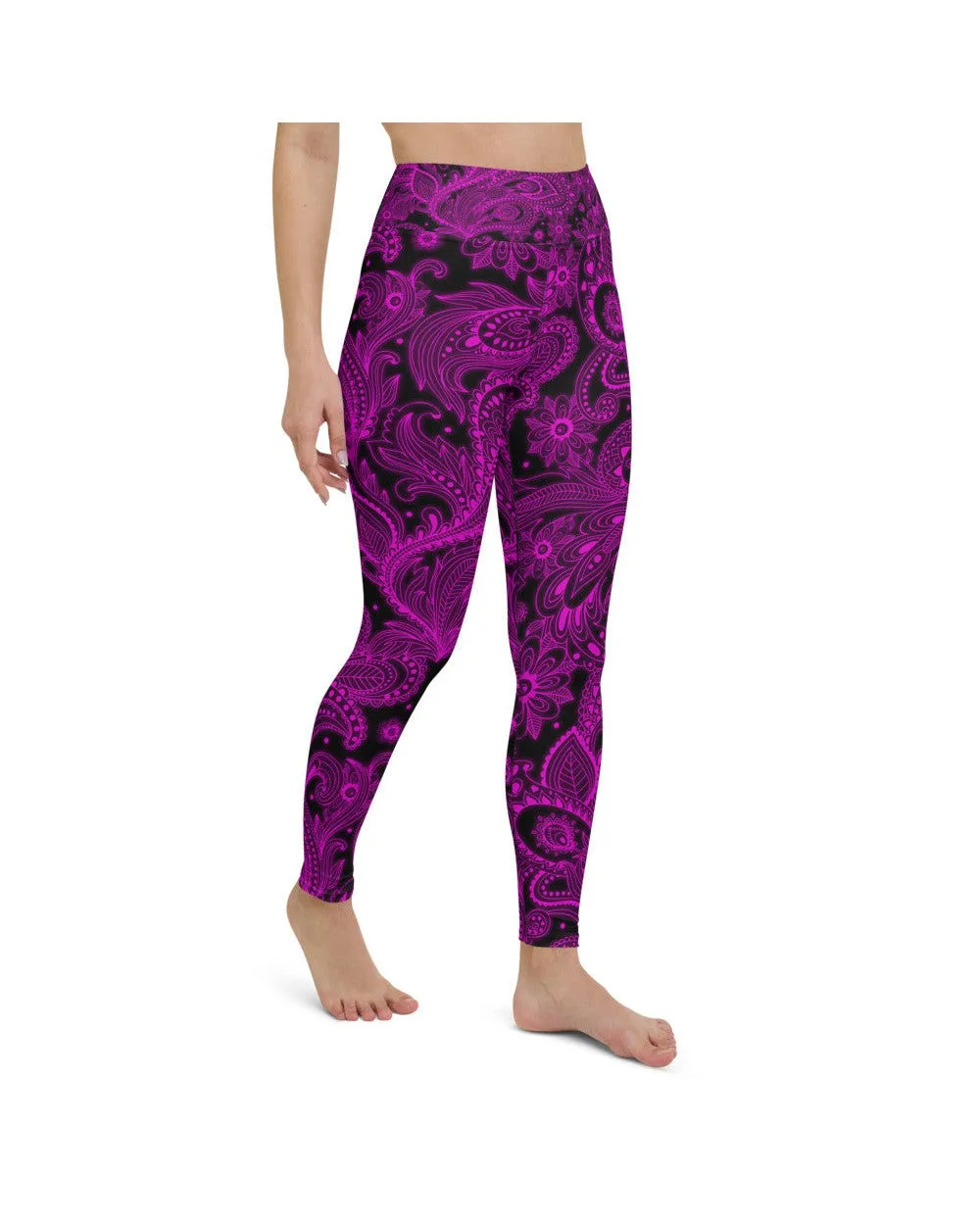 Pink Glowing Floral Yoga Pants