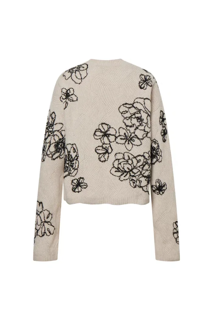 Poppy Embroidered Sweater in Chunky Wool Knit