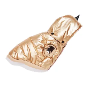 Puffer Dog Coat With Removable Hood Gold XLarge