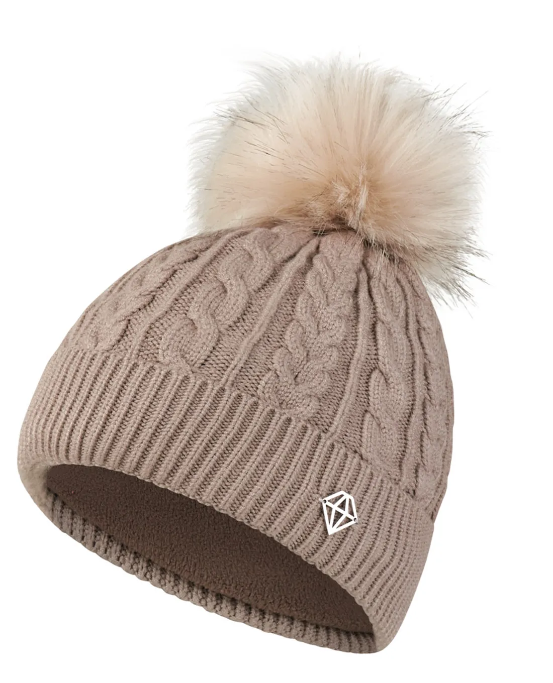 PURE GOLF Suzie Waterproof Lined Bobble Hat Cappuccino