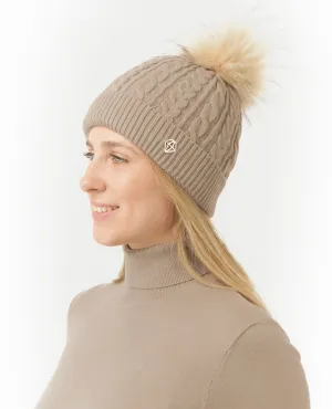 PURE GOLF Suzie Waterproof Lined Bobble Hat Cappuccino